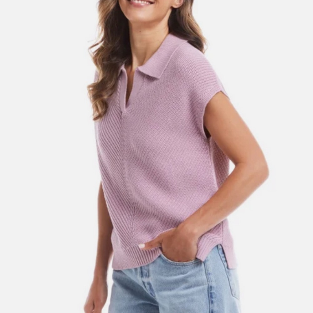 Weatherproof Vintage Women's Cotton Cap Sleeve Sweater Top L NWT